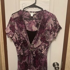 Christopher & Banks Purple Abstract Blouse